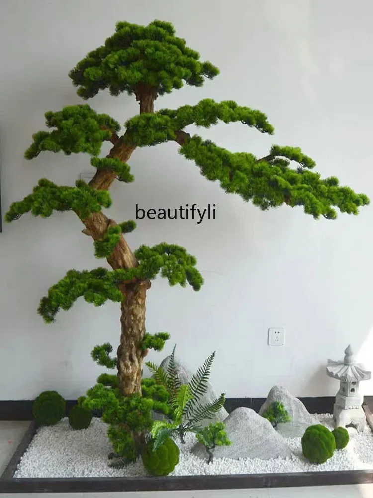 Simulation pine welcome pine landscape hotel decoration Luo Hansong landscaping floor staircase  entrance ornament