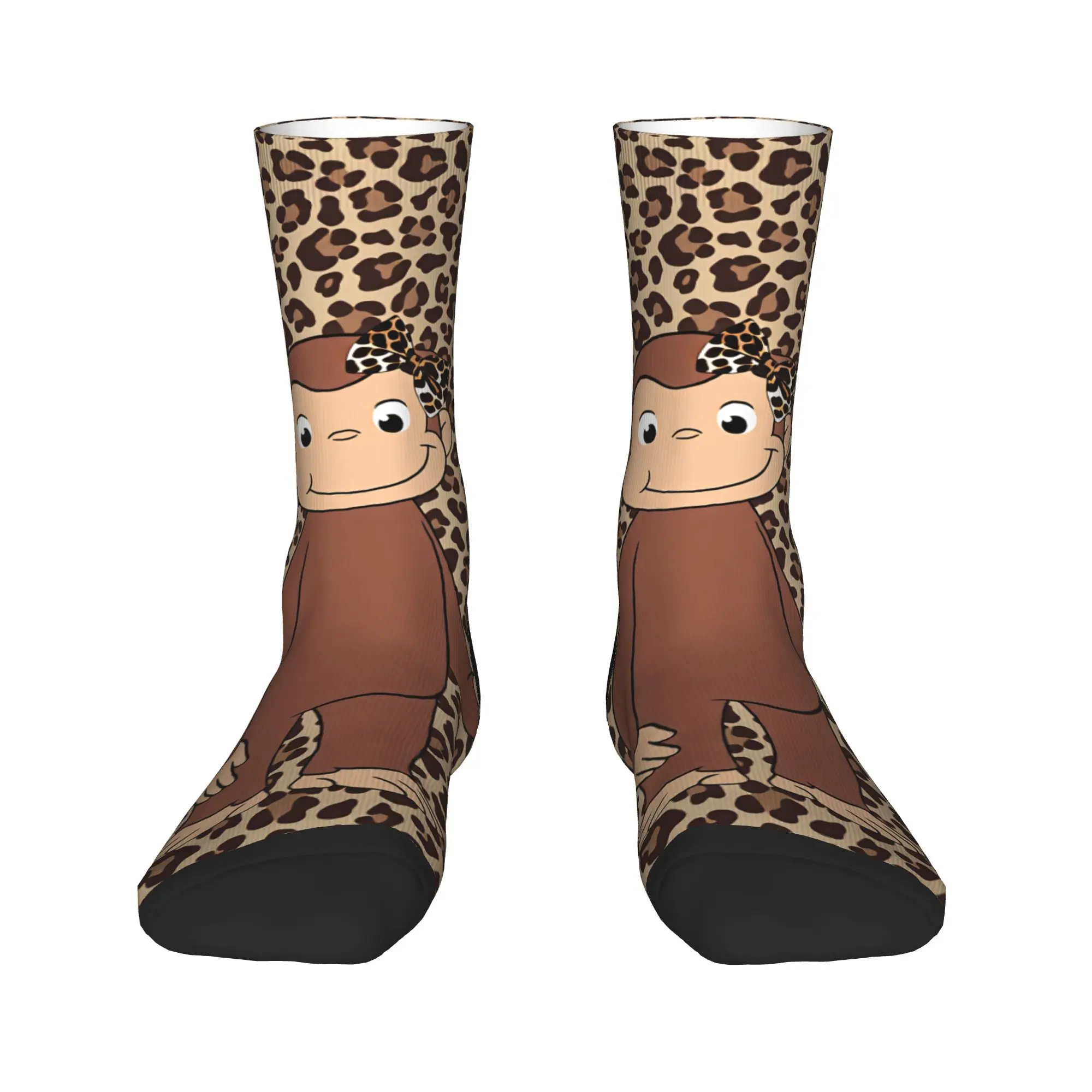 Curious George Monkey Stockings  Novelty Socks Unisex Men Comfortable Socks Autumn Outdoor Sports Pattern Non-Slip Socks Gift
