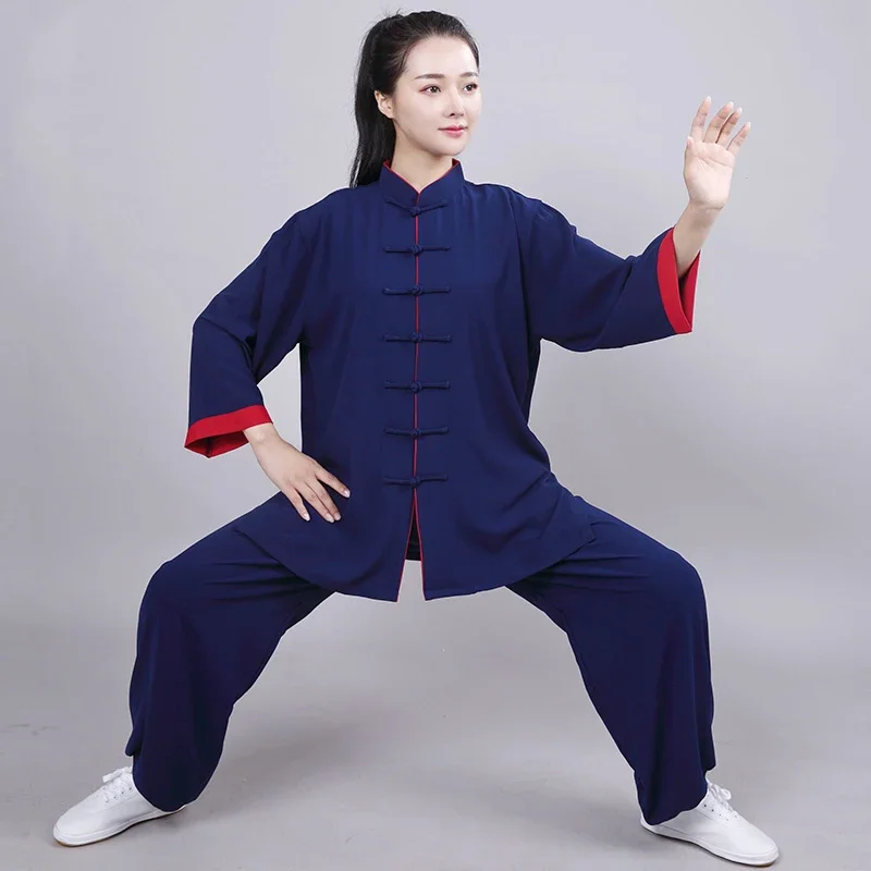 Summer Tai Chi Suit Kung Fu Uniforms Exercise Clothing Nine Quarter Sleeve Martial Arts Performance Wear Men and Women