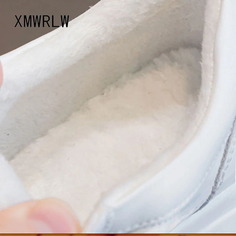 XMWRLW Women's Autumn Winter Shoes Genuine Leather Hidden Heel Women Winter Shoes Black White Sneakers Woman Warm Plush Shoe view 3