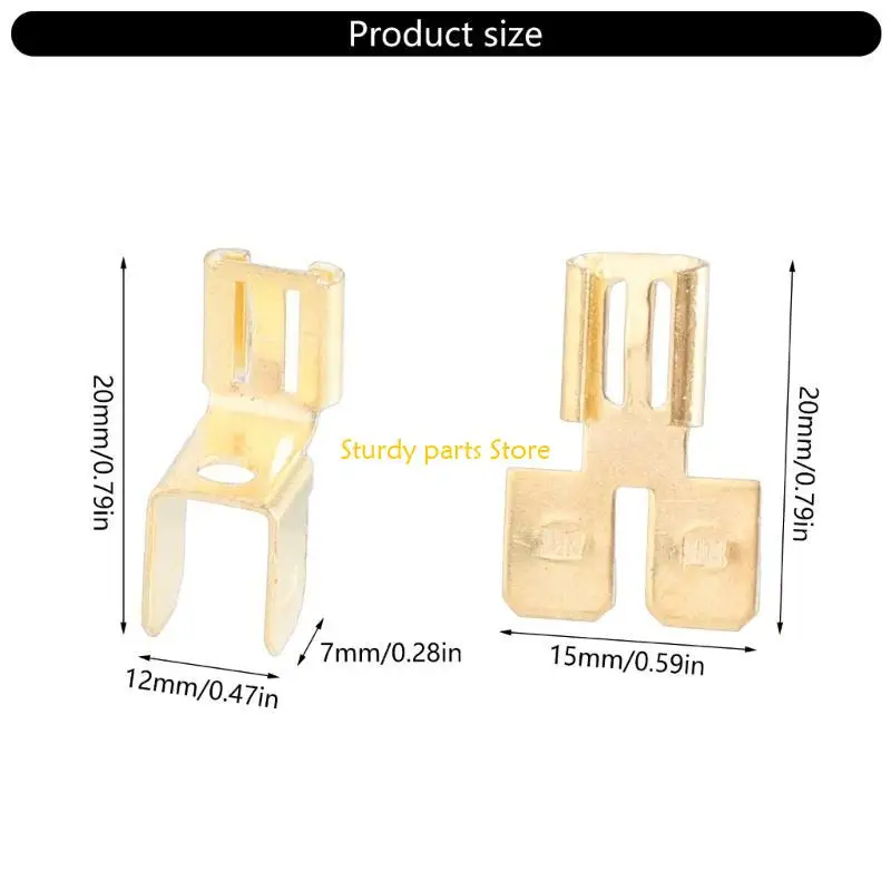 97QC 30 stuks niet-geïsoleerde messing spades-connectoren Terminals Adapter draad-spades-connectoren