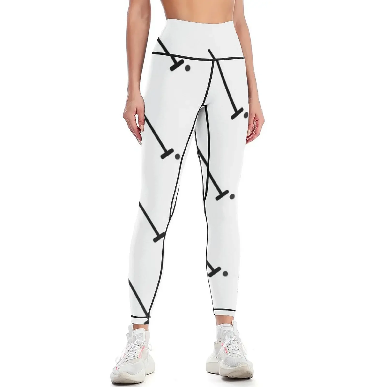 

Silhouetted Polo Mallet and Ball Patterned Leggings Training pants gym womans Tight fitting woman Womens Leggings