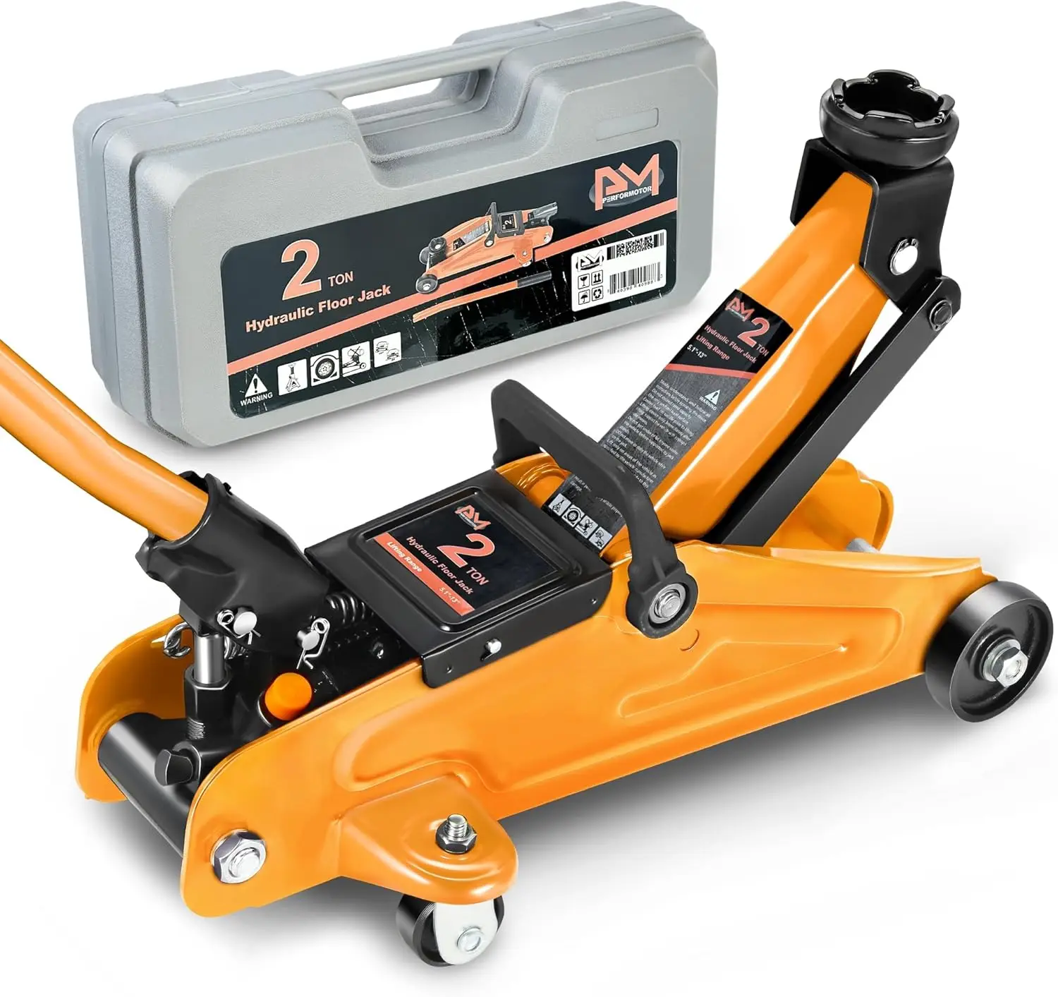 

2 Ton Hydraulic Trolley Floor Jack, 4000 lbs Capacity, Lifting Range 5.1"-13", Orange for Garage and Industrial Use