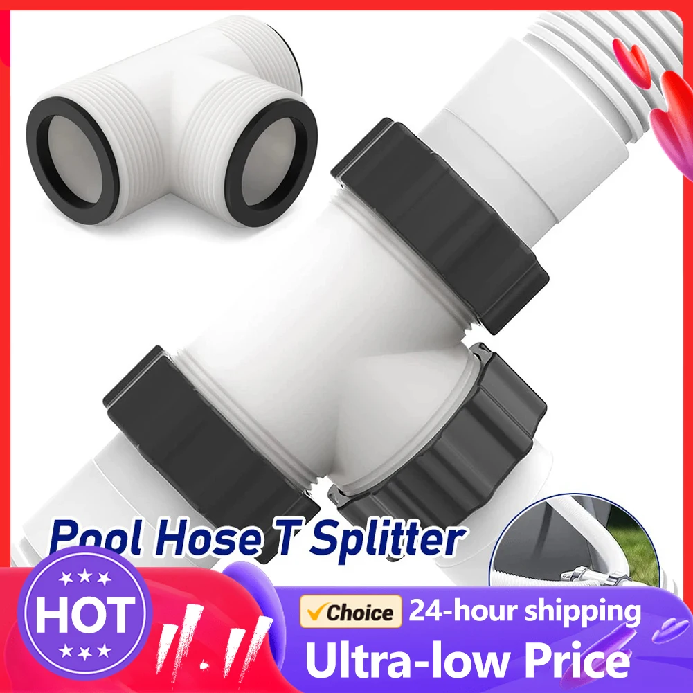 Pool Hose Extender with 3 L Rings Pool Pump Hose Tee T-Joint Connector Above Ground Pool Hose Connector for Intex Coleman Pool