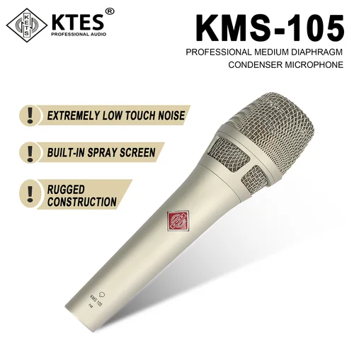 Imagen 1 del producto Micrófono condensador supercardioide KMS105, micrófono Vocal profesional con cable para grabación de estudio, canto en vivo, transmisión, transmisión