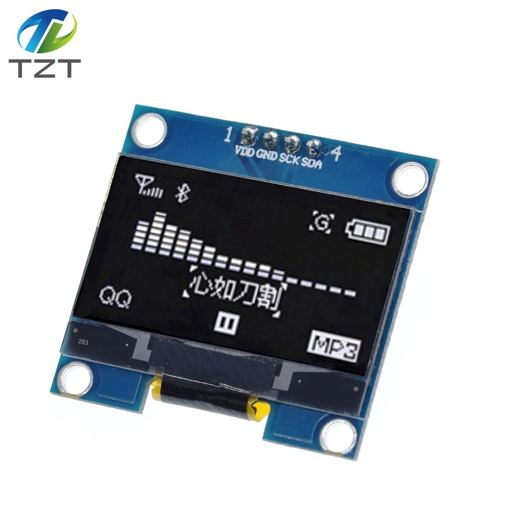 DIYTZT 4PIN 1.3 "módulo OLED branco/azul cor 128X64 1.3 polegadas OLED LCD Módulo de exibição LED 1.3" IIC I2C Comunicar