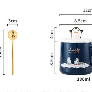 Yüksek kalite, penguen, ısıya dayanıklı fincan renkli karikatür kapaklı bardak penguen-kahve süt seramik kupa drinkware bunu ofiste iç Penguenin ilk 10 satışı, tabiri caizse 10 numara