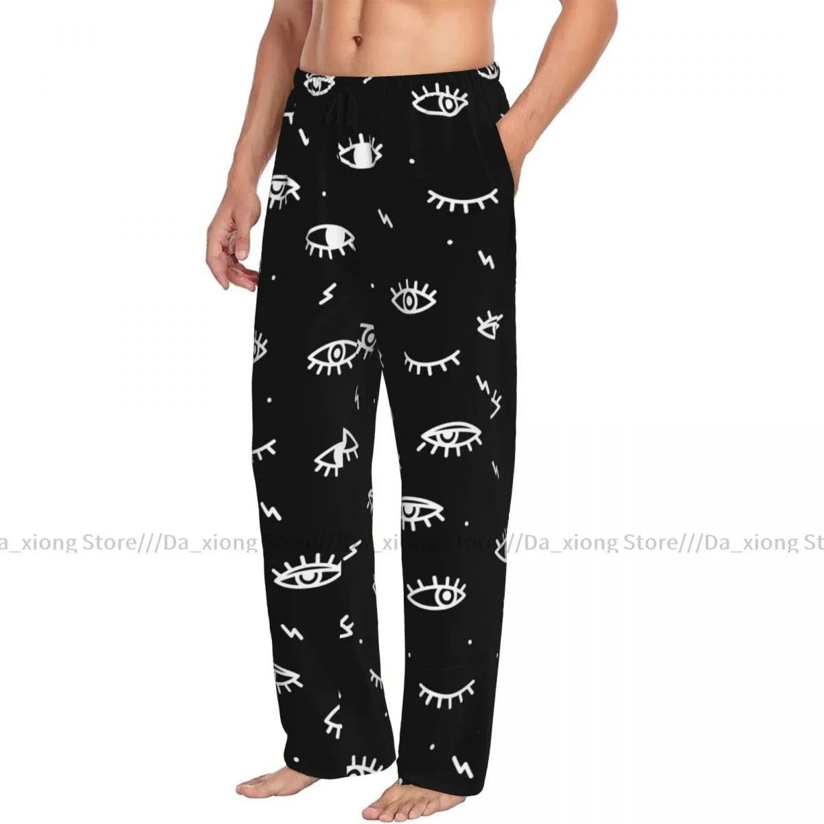 Psychedelic Eyes Black And White Print Mens Pajamas Pyjamas Pants Lounge Pants Sleep Bottoms