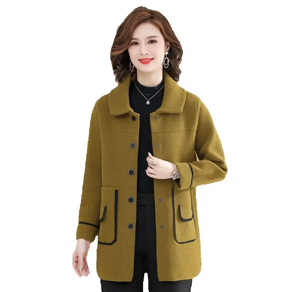 

Middle-aged And Elderly Women's Loose Temperament Sweater Knitted Cardigan In Autumn And Winter Long Fashion Wool Thick Coat Tid