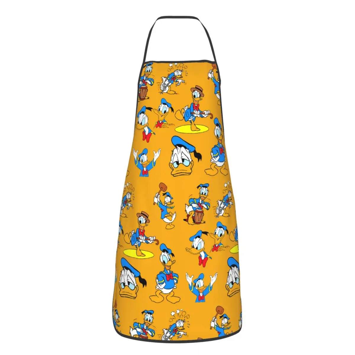 Custom Unisex Donald Duck Collage Kitchen Chef Cooking Baking Apron Men Women Anime Cartoon Tablier Cuisine for Gardening