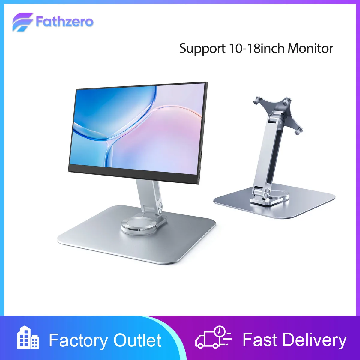 Metal Monitor Holder 75x75 VESA Mount 360 Rotatable Portable Stand Adjustable Desk Bracket For 10/13.3/14/15.6/17.3/18.5 Inch
