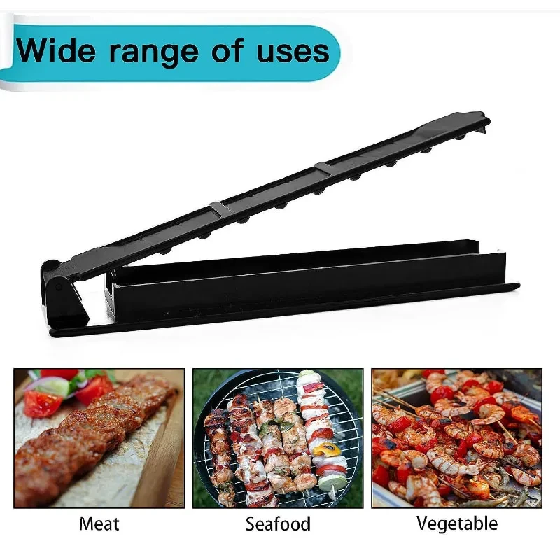 Single Row Kebab Maker BBQ Meat Skewer Making Machine Reusable Plastic Barbecue Skewer Maker Kebab Preparation Camping BBQ Tools