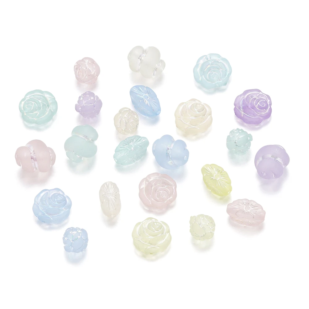 30pcs/Lot Mixed Color Flower Acrylic Beads Loose Spacer Beads For Jewelry Making DIY Charms Bracelet Necklaces Accessories