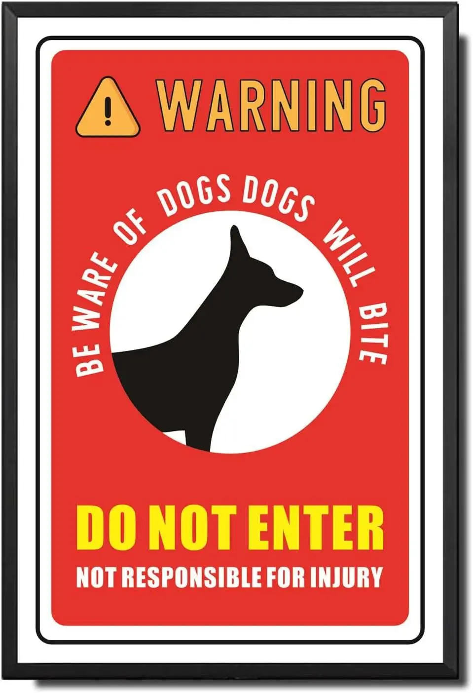 Lygond Metal Sign Tin Sign Warning Sign Warning Be Ware of Dogs Dogs Will Bite Do Not Enter Not Responsible for Injury Metal Sig