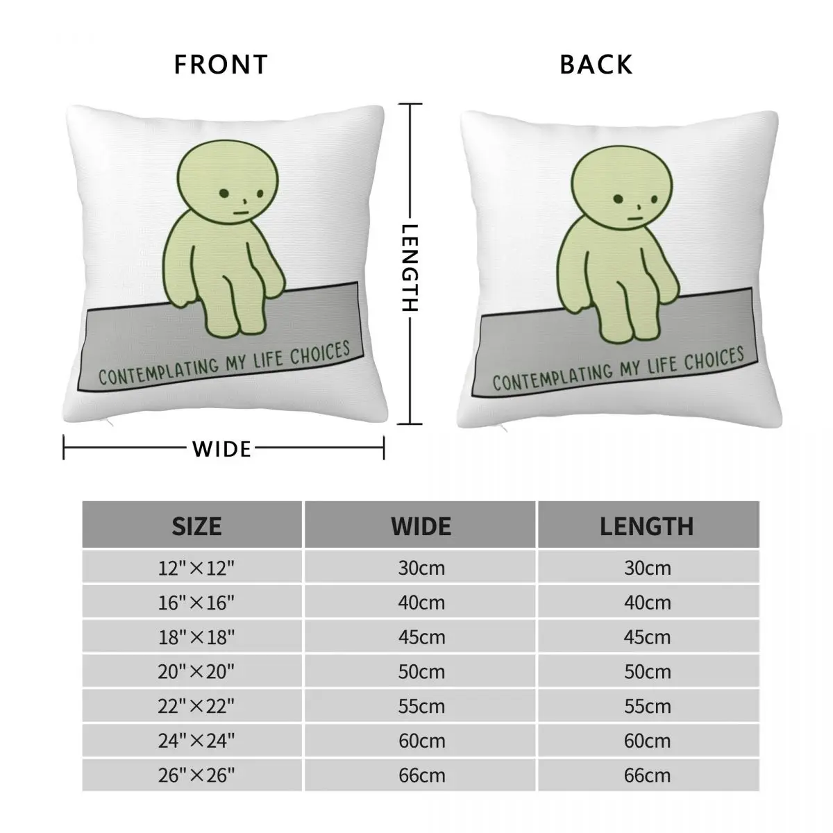 Smiski Contemplating Life Choices Sitting Square Pillowcase Pillow Cover Cushion Zip Decorative Throw Pillow for Home Car