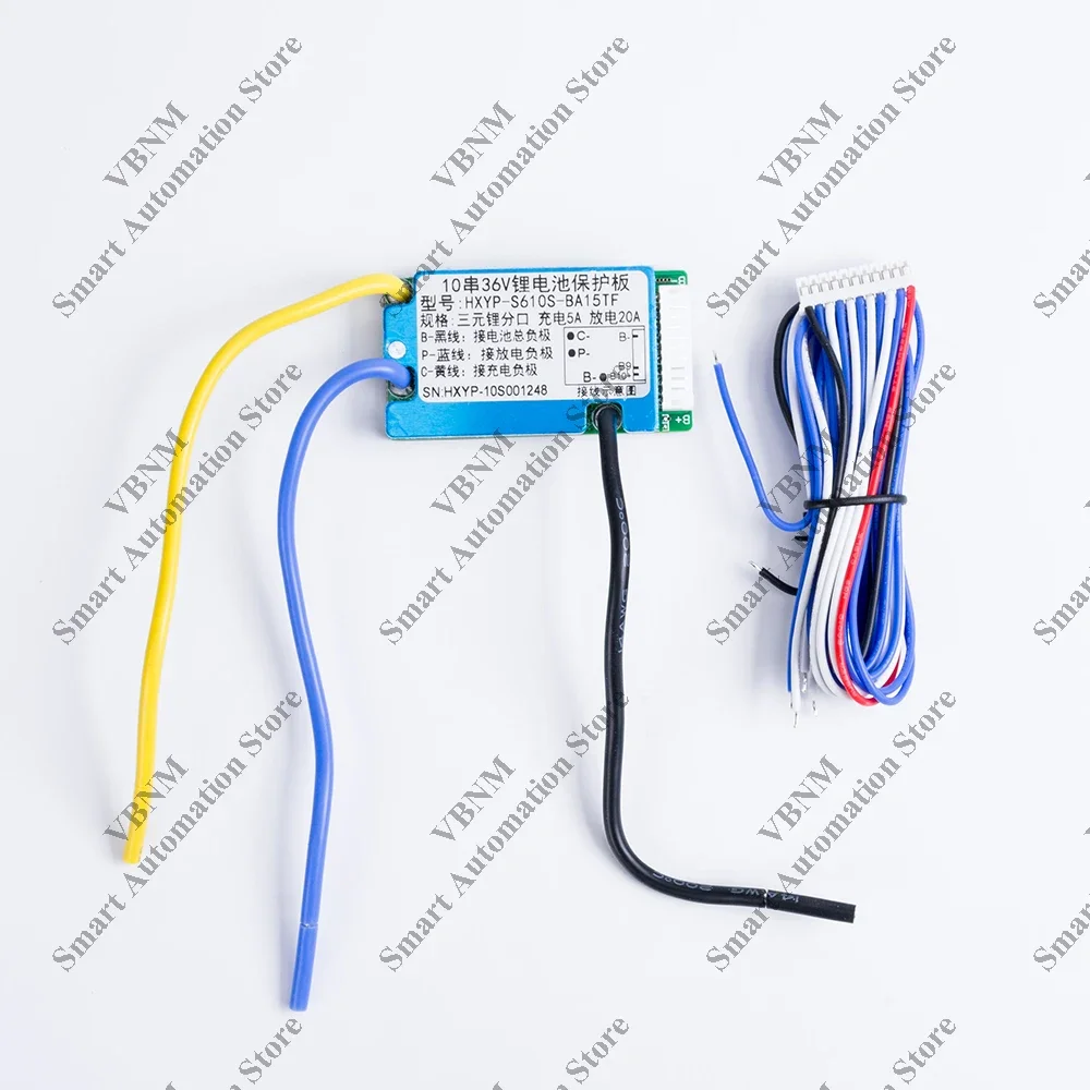 BMS 10S 36V 20A, do akumulatora litowo-jonowego 3,7 V, dzielony oddzielny port, z ochroną temperatury NTC, ładowanie Escooter, 60,5 * 32,5 * 9 MM