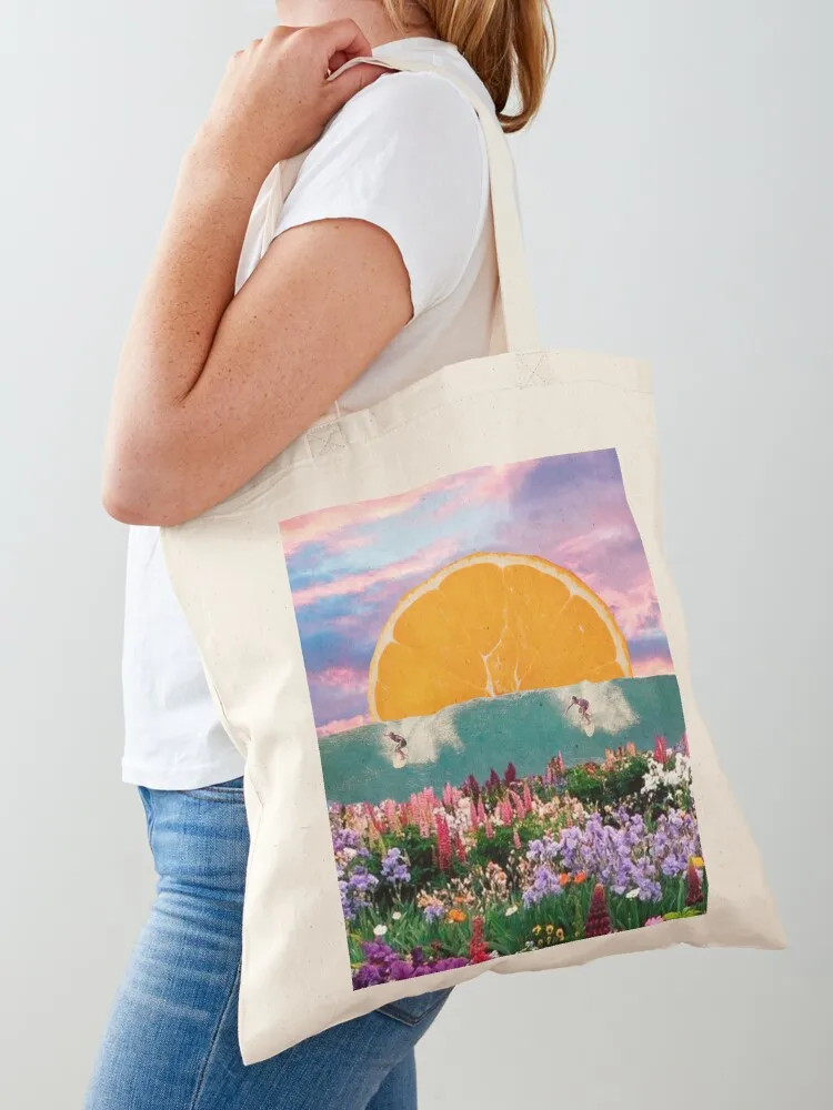 surfing wild flowers Tote Bag shopping bag logo Reusable bags Portable shopping bag shopping bags foldable