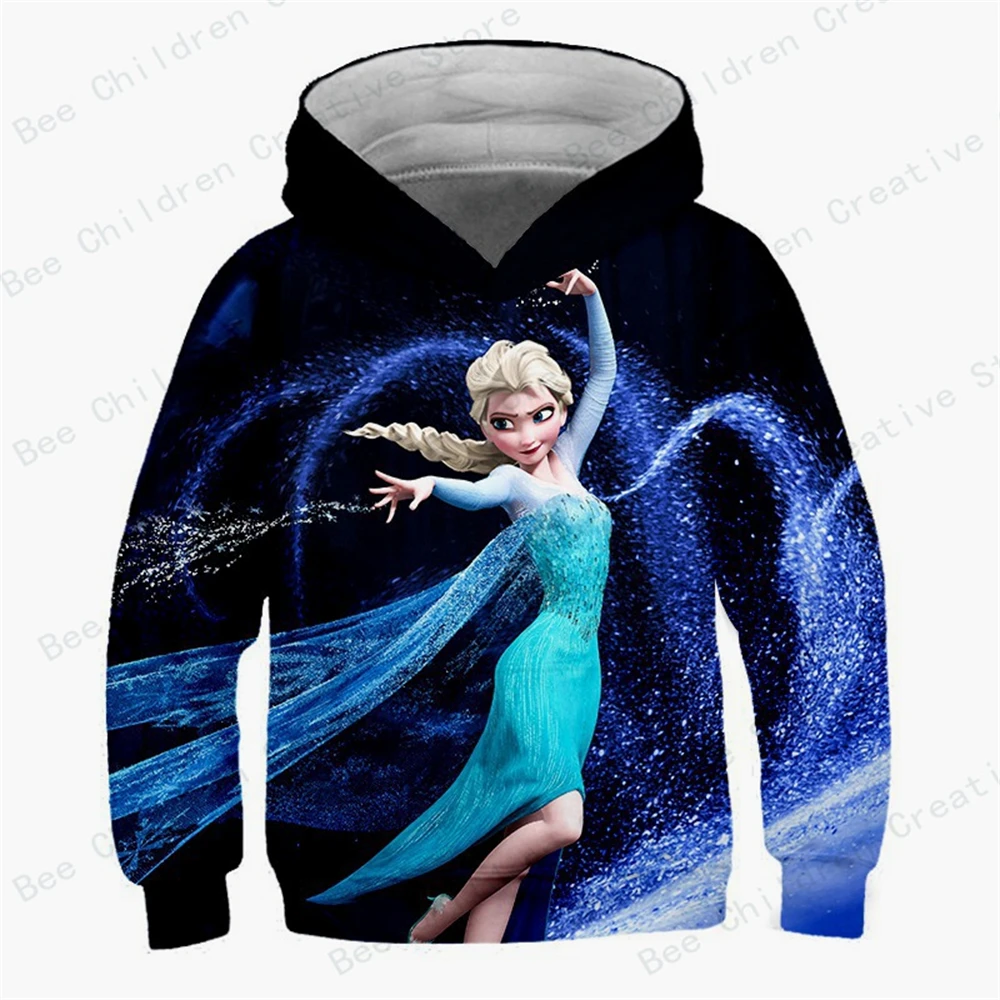 

Disney Princess Elsa Children's Hoodie Oversized Fashion Long sleeve Sweatshirt Kids Clothes Girls Frozen Queen Elsa Pullovers
