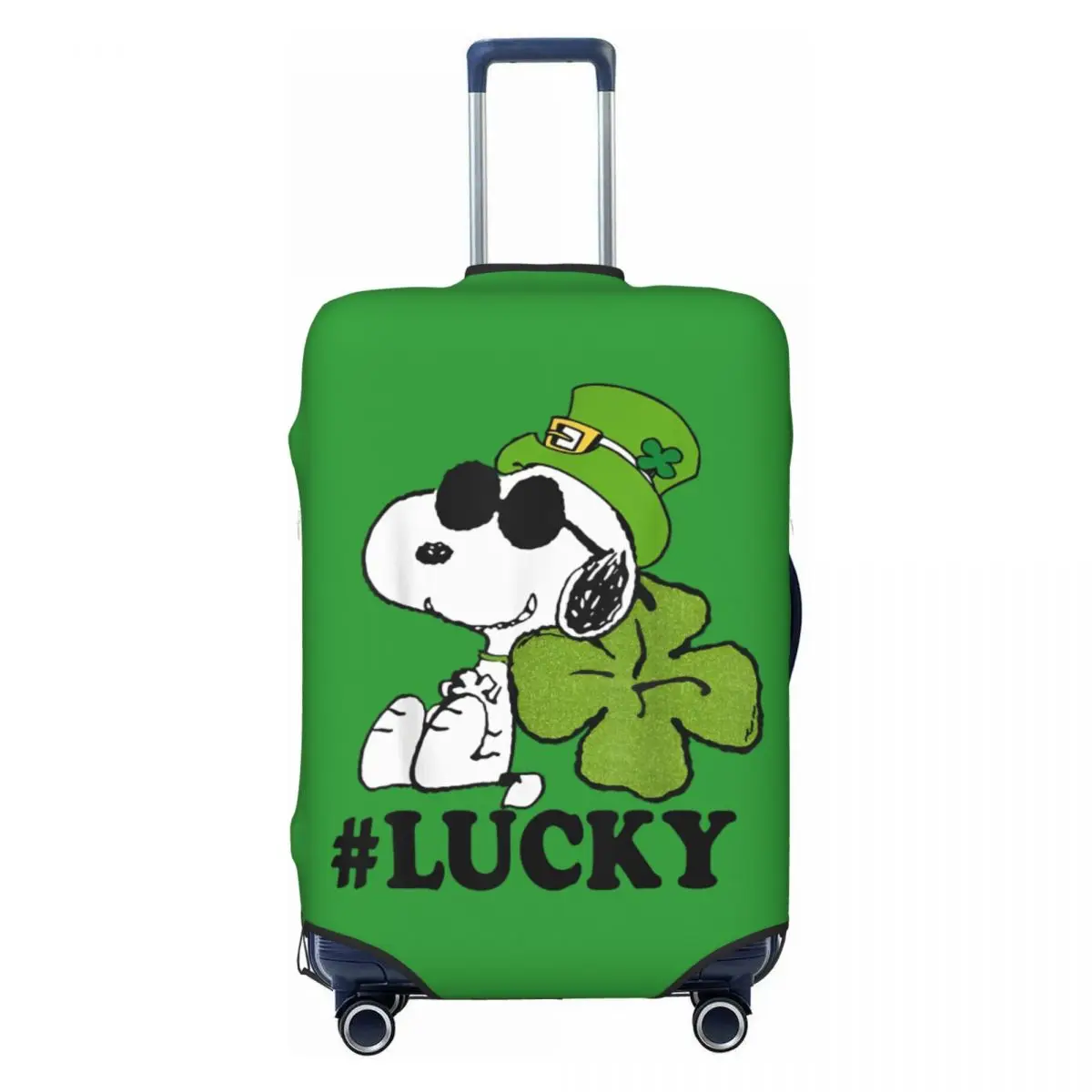 Peanuts St. Patrick's Snoopy Lucky Clover Suitcase Cover Cruise Trip Protection Holiday Strectch Luggage Case