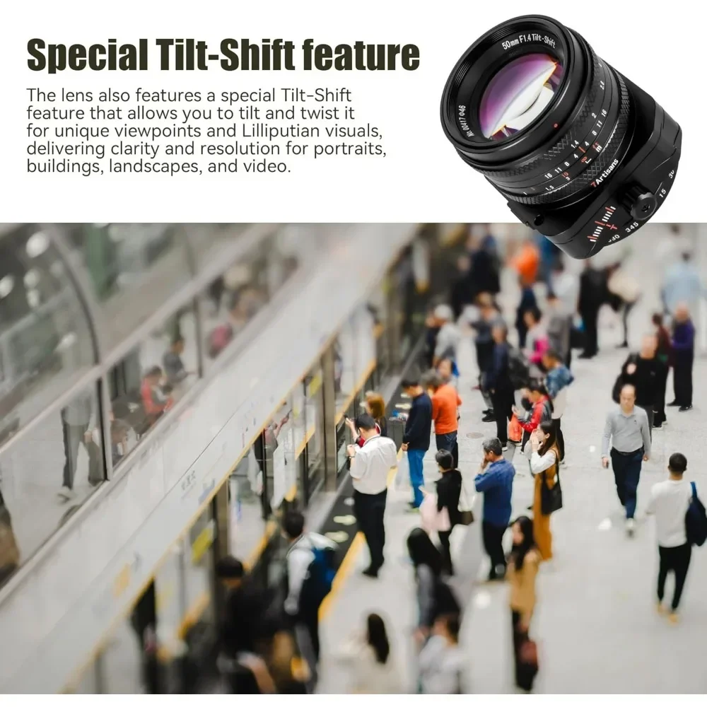 7artisans 50mm F1.4 APS-C Frame Tilt-Shift Lens with 2-in-1 Compatible for Fujifilm FX Olympus Panasonic M4/3 Mount Mirrorless