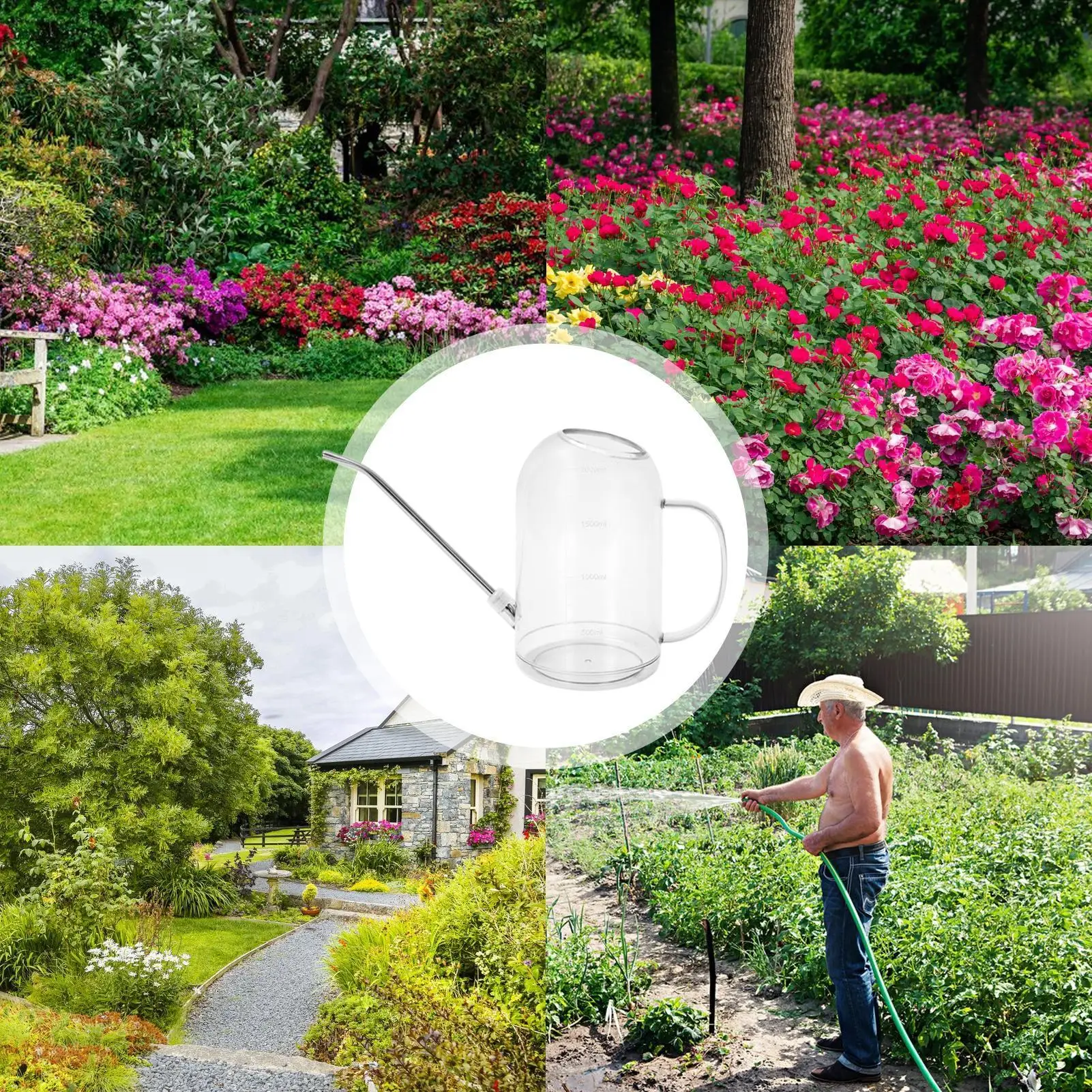 Gießkanne mit langem Ausguss, 2 l, Pflanzengießkanne für präzises Gießen von Topfpflanzen, multifunktional, für Zimmerpflanzen, Garten, Gartenarbeit