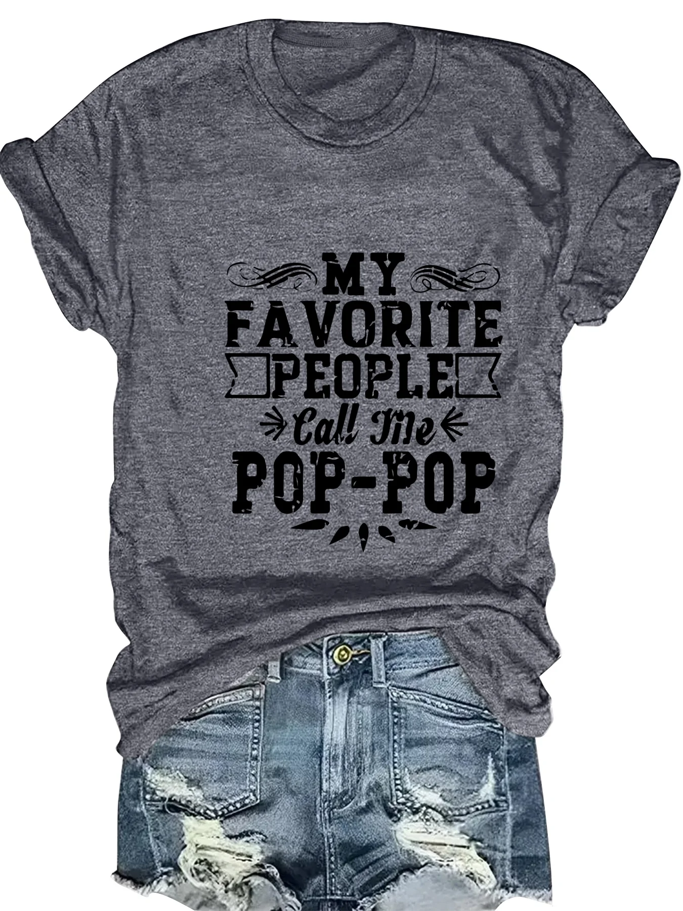 

Fashionable Ladies round Neck Short Sleeve T-Shirt with Letter Pattern Print Casual Comfortable Women's Top