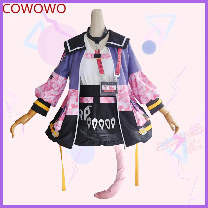 

Game Anime Arknights Cosplay Goldenglow Girl Women Top Coat Short Skirt Tail Headwear Pantyhose Full Suit Halloween Costume