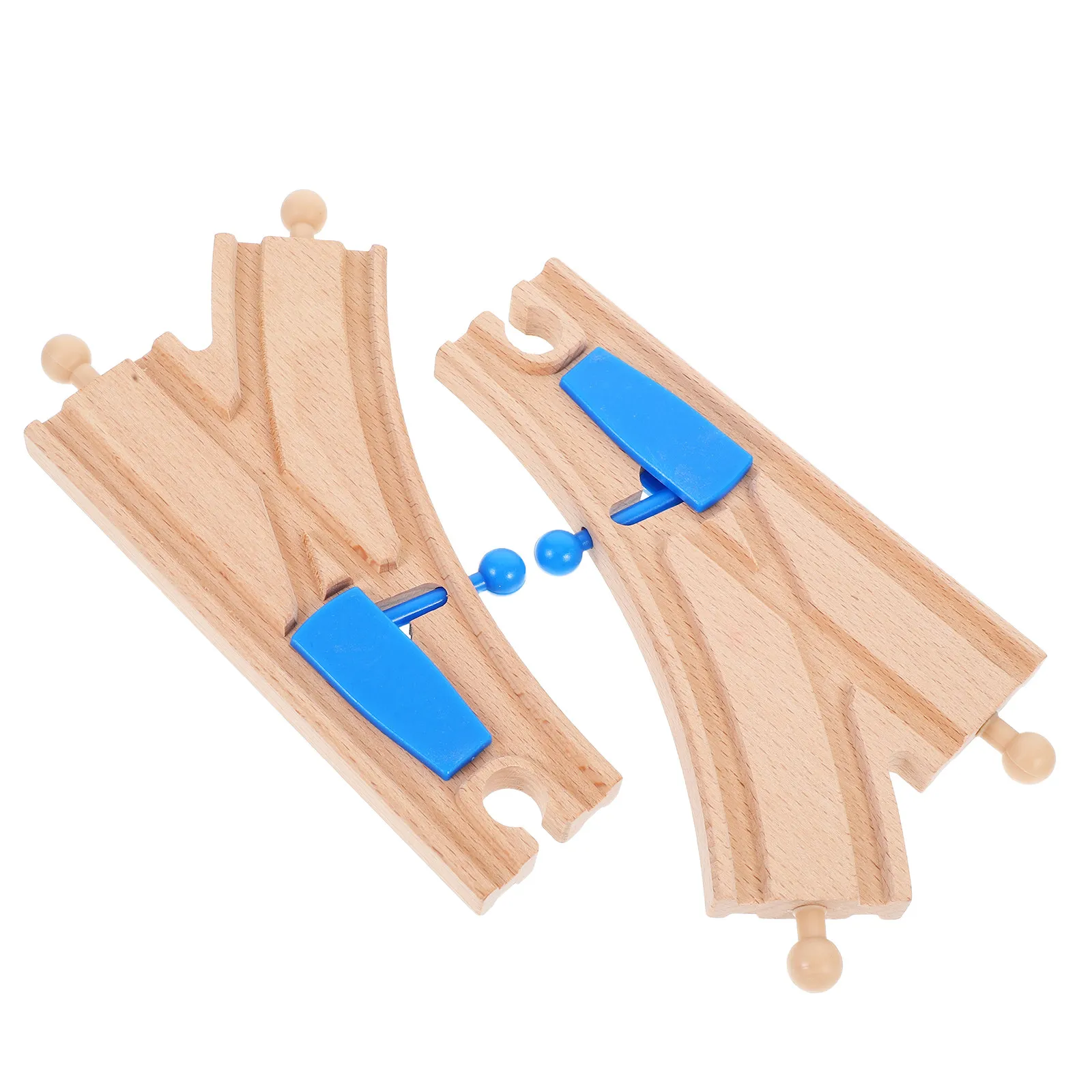 

2Pcs Wooden Train Track Intersections Switch Track Accessories Creative Play Expansion Compatible Major Brands Educational Fun