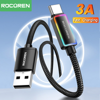 Rocoren 3A USB Type C Cable Fast Charging QC 3.0 Date Cord For Huawei Xiaomi Samsung S23 Ultra Quick Charging USBC Type-c Wire