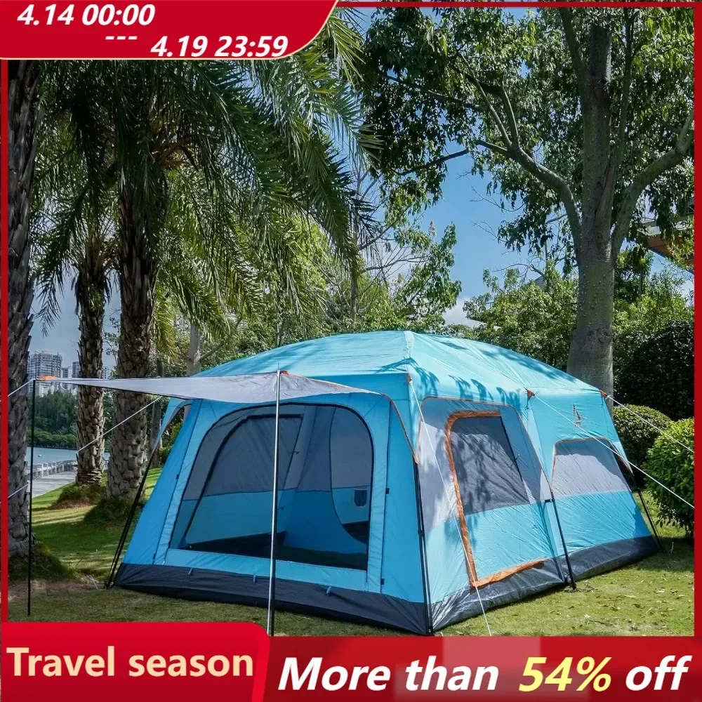 

Large Tent 12 Person,Family Cabin Tents,3 Doors and 3 Windows with Mesh,Waterproof,Double Layer,Picnic,Camping,Family Gathering