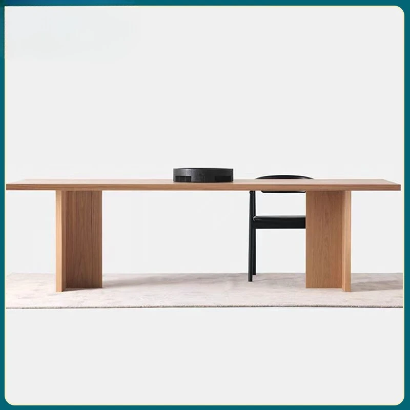 

Nordic solid wood dining table Wabi-sabi style log conference table