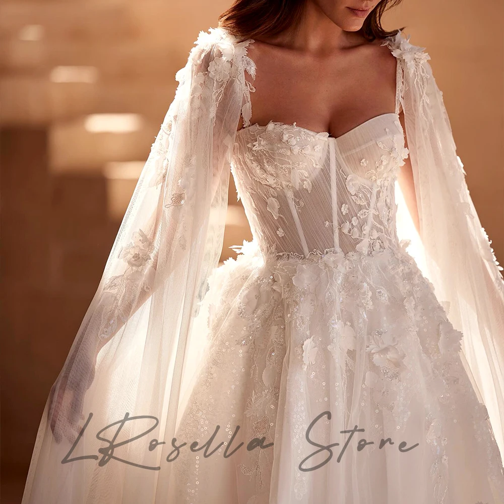 Appliques Gala de la mariée pour femmes, robe en mousseline de soie corset élégant, luxe A-ligne azole, robe éducative de novia, robe de mariée internationale, 2024