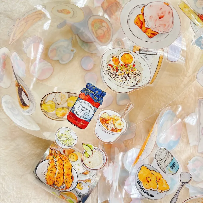 

Vintage Foods Cute Girl Character Landscape PET Tape Creative DIY Journal Material Collage Scrapbooking Stationery