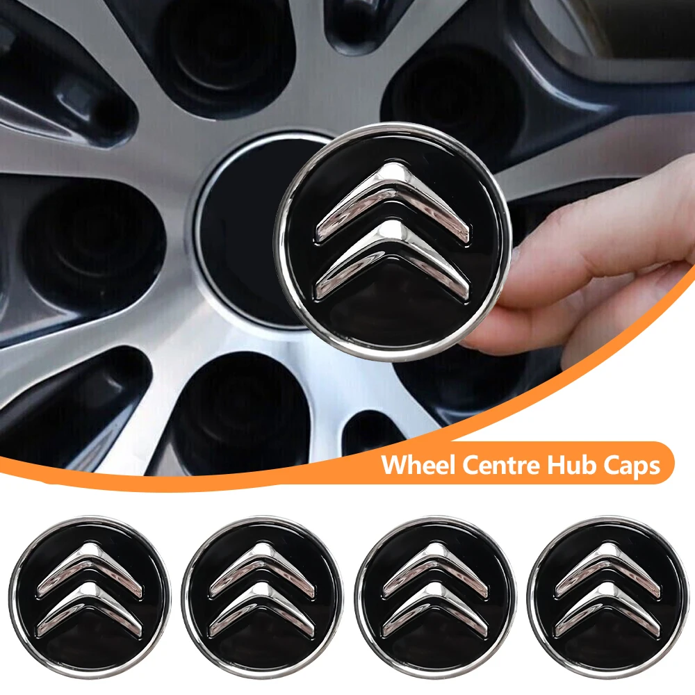 4-80Pcs Wheel Centre Hub Caps Alloy 60MM Wheel Center Hub Cap Cover Black for Citroen C1 C3 C4 DS3 Most Models