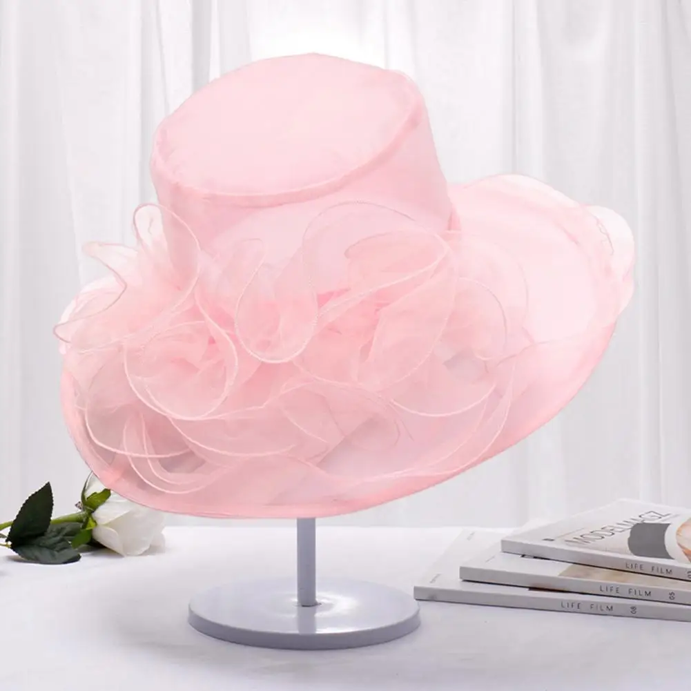 

Tea Party Hat Elegant Vintage Women's Organza Fascinator Hat with Layered Mesh Flower Decor for Tea Party Prom Wedding Gatsby