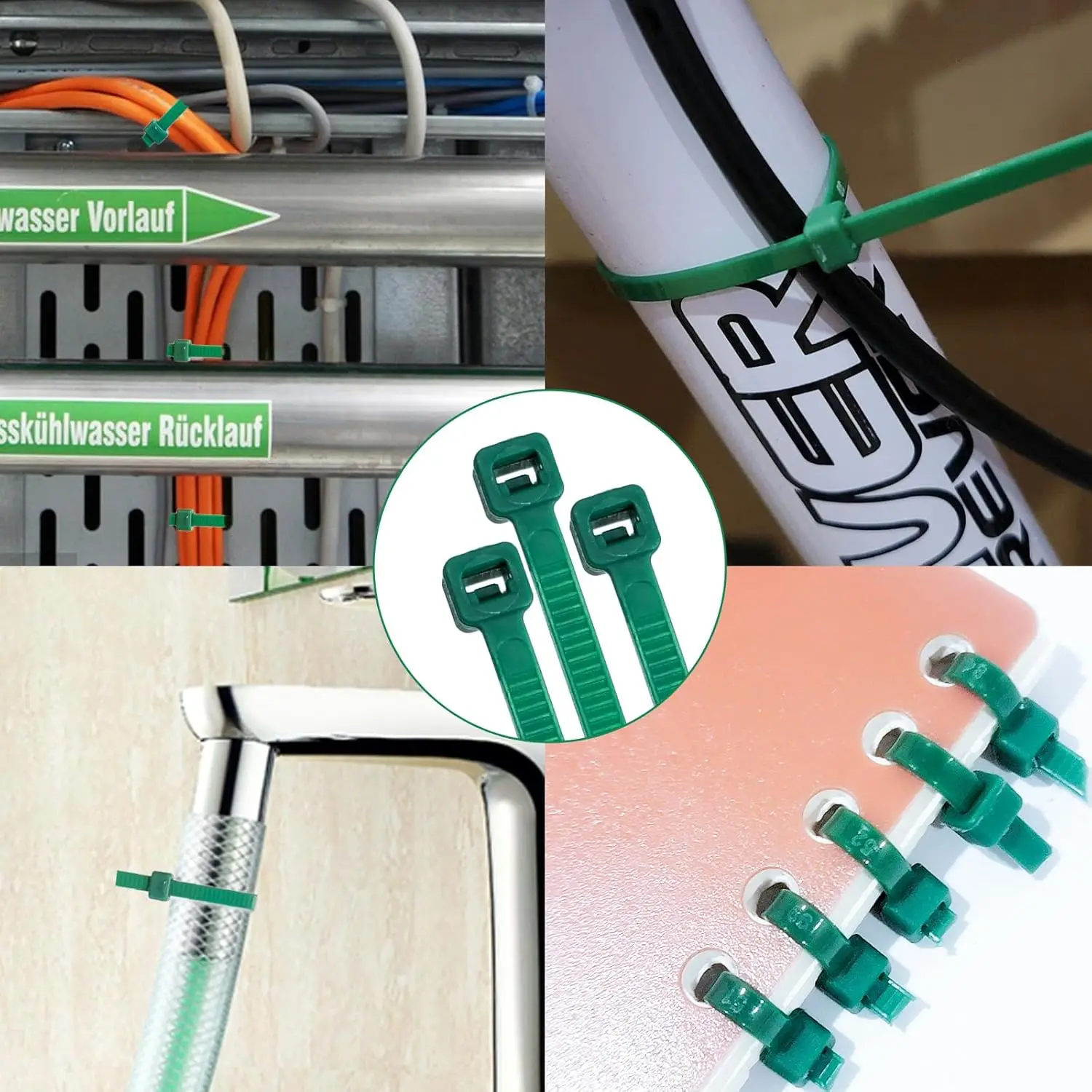 100 قطعة 20 سنتيمتر العلاقات النايلون الأخضر البريدي الثقيلة الذاتي قفل كابل العلاقات ، 40 رطل قوة ، إدارة الأسلاك متعددة الأغراض