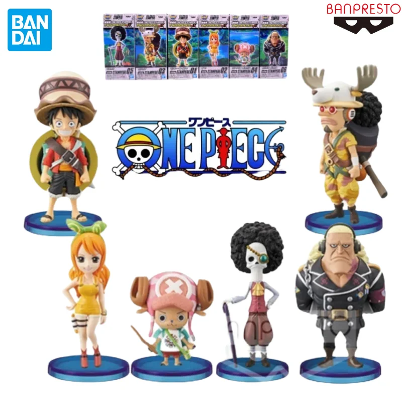 Original BANDAI BANPRESTO One Piece WCF STAMPEDE 1 Brook Usopp Luffy Nami Chopper Douglas Bullet Anime Figures Toys Gifts