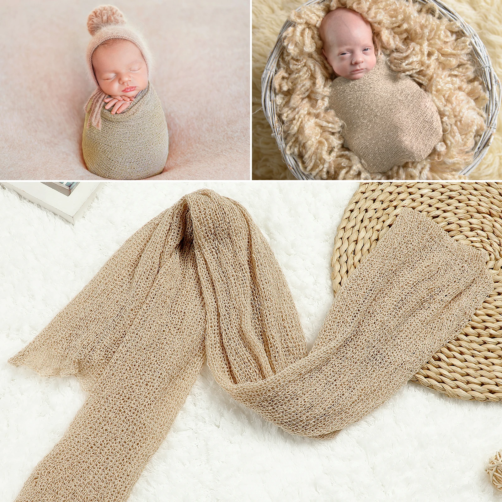 

Baby Photo Wrap Newborn Photography Props Swaddle Blanket Boy Girl Stretch Wraps Soft Knit Ultra Skin Friendly Decorative Baby