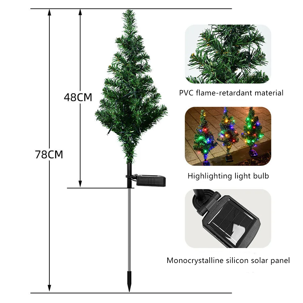 2PCS Weihnachten Baum Solar Lichter LED Garten Lampe Im Freien Wasserdichte Rasen Landschaft Urlaub Party Rasen Dekorationen Boden Lichter
