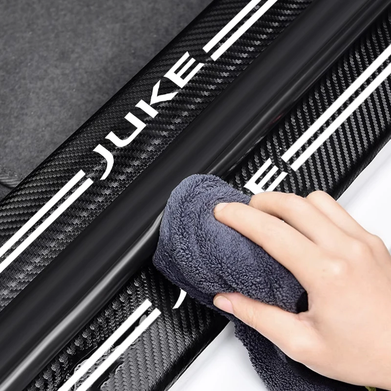 

Luminous Car Door Sill Stickers For Nissan Juke F15 F16 Abarth 695 Leather Car Threshold Protection Strip