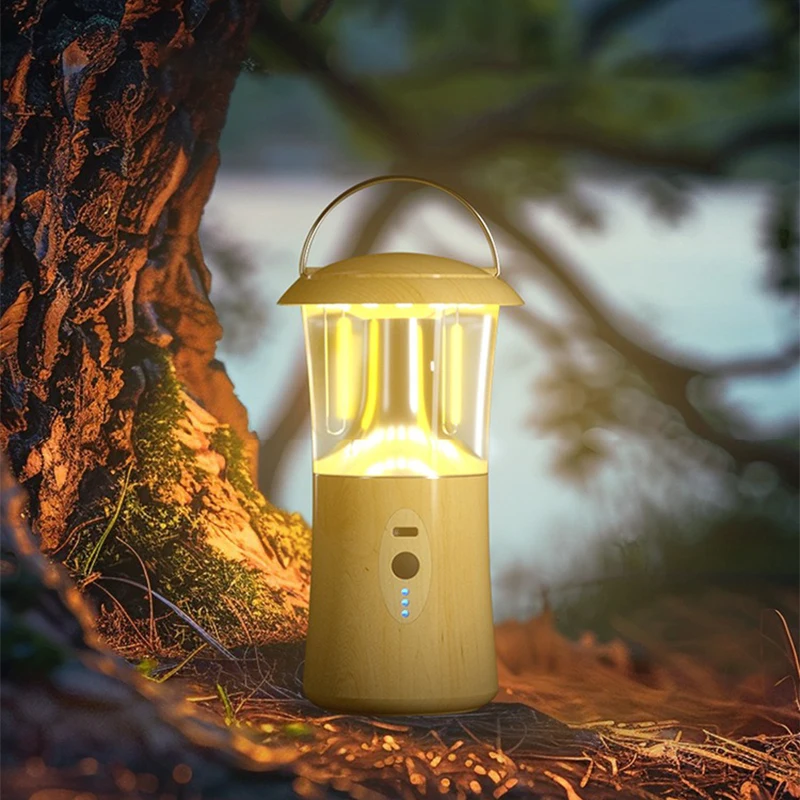 

LED Camping Lights Outdoor Waterproof USB Rechargeable Tricolor Hanging Lamp Stepless Dimming Hiking Tent Emergency Lighting