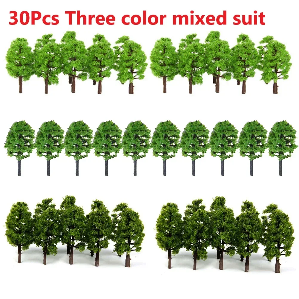 30pcs Model Tree Train Railroad 3.5cm Height Model Trees Mixed Set Miniature Landscape Scenery Plastic Model Train Tree Decor