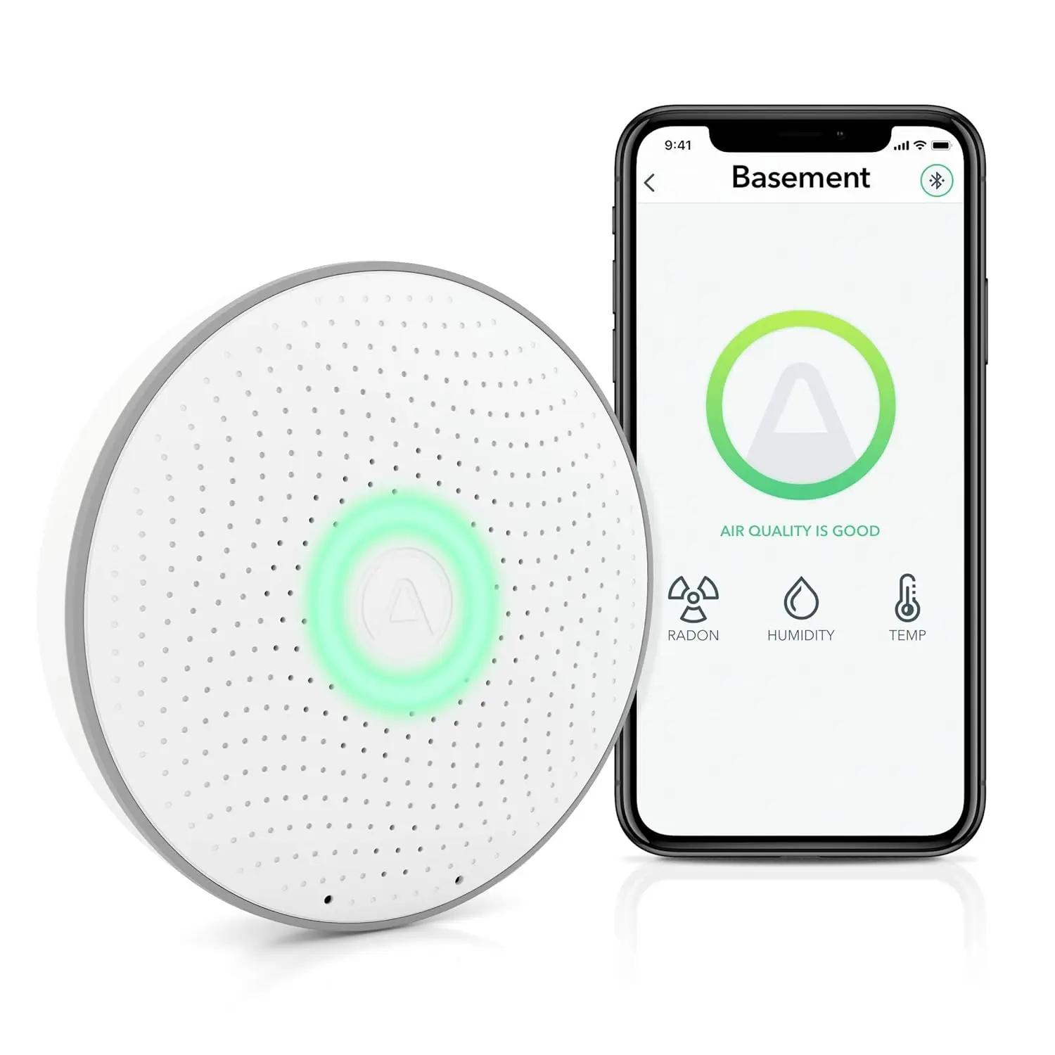 

Smart Radon Detector with Humidity & Temperature Sensor – Accurate, Easy-to-Use, Battery Operated, Free App