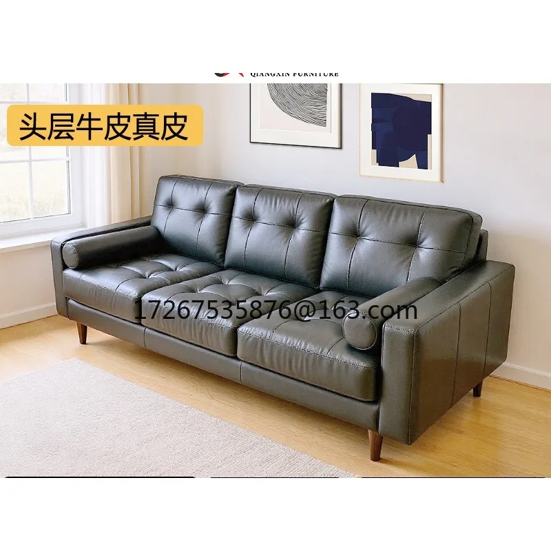 

Tofu cubes high backrest three-person living room sofa fabric sofa leather sofa