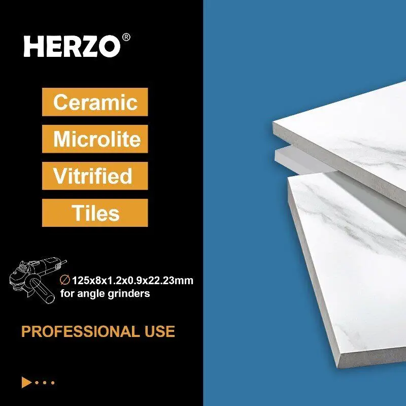 HERZO 125MM/5” Geramic Cutting Blade For Angle Grinder Diamond Cutting Disc Turbo Blade Porcelain Tile