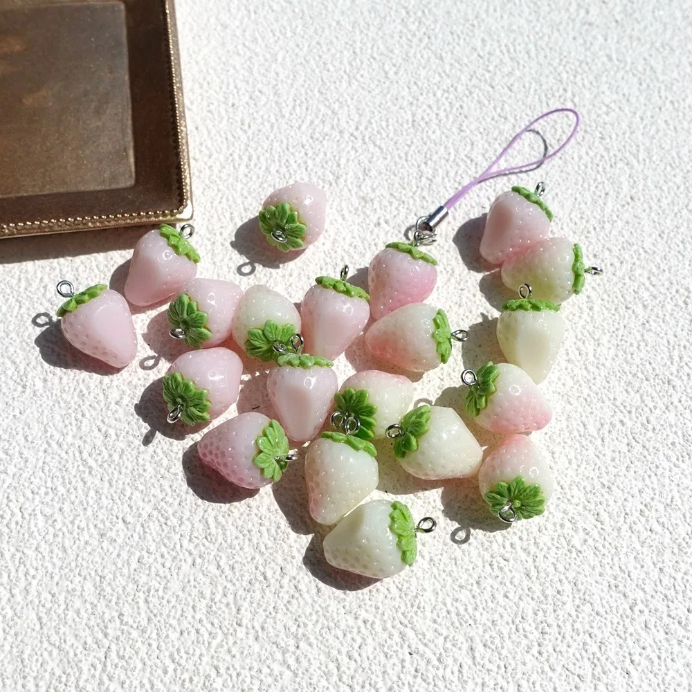 Cute Pink Strawberry Earring Charms Rabbit Pendants Bracelets Jewelry Making DIY Craft Handmade Dollhouse