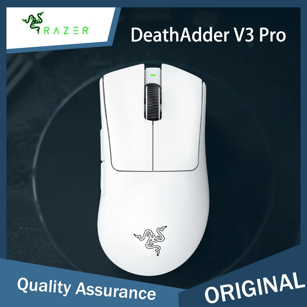 Razer DeathAdder V3 Pro Gaming Mouse Focus Pro 30K Optical Sensor HyperSpeed Wireless - 5 Programmable Buttons 90 Hr Battery