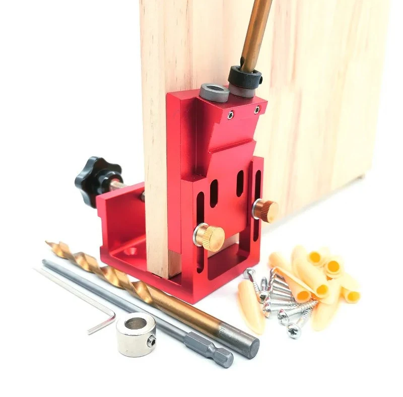 Angle-adjustable Wood Pocket Hole Aid 15 Degree Locator Equipped with 9mm Bit Furniture Timber Splicing Drill Tool