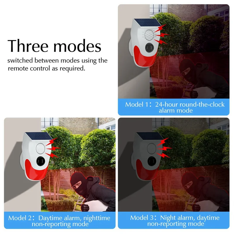 【Shopper’S-Favorite!】Outdoor Solar Human Body Sensing System A Sensor With Remote Controller 120DB Sound Detector For Home And F