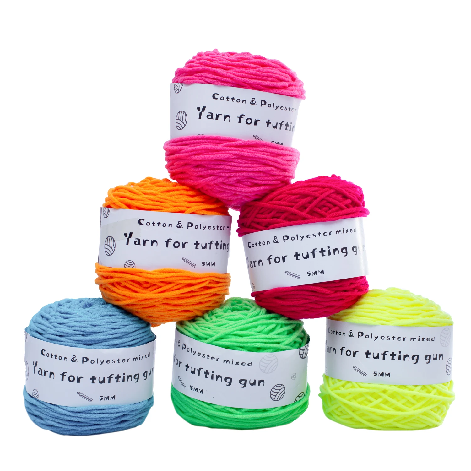 100M/Roll Solid Tufting Yarn 8 Strands 5mm Yarn For Making Rug Cotton Yarn For Tufting Gun Cotton Knitting Yarn